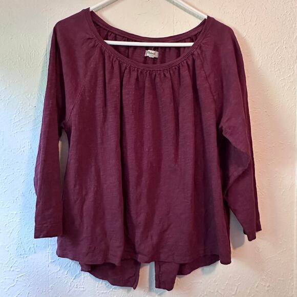 MADEWELL PURPLE 3/4 SLEEVE PEASANT TOP WITH BACK SLIT- SIZE S - Picture 3 of 8